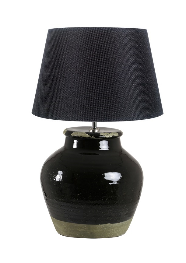 ceramiczna czarna lampa stolowa