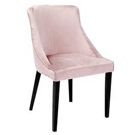 Krzeslo pudrowy róż w stylu hampton welurowe z półpodłokietnikami