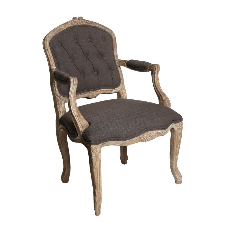 Fotel tapicerowany z podłokietnikami ST.PATRICK`S na dębowej ramie