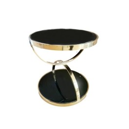 Złoty stolik szklany SALTA GOLD z dwoma czarnymi, szklanymi blatami