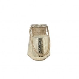 Lampion PALMA szklany, z efektem antycznego złota oraz uchwytem w formie jasnobrązowego sznura śr.19x19x28 cm
