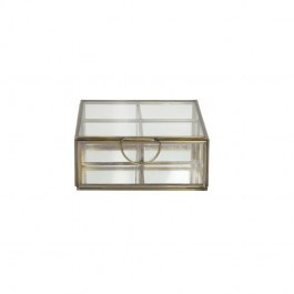 Pudełko dekoracyjne ALESSIA 14x14x5.5 cm ze szkła i metalu w kolorze brązu