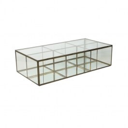 Pudełko dekoracyjne ALANA 50x25x13 cm ze szkła i metalu w kolorze brązu