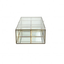 Pudełko dekoracyjne ALESSIA 50x25x13 cm ze szkła i metalu w kolorze brązu