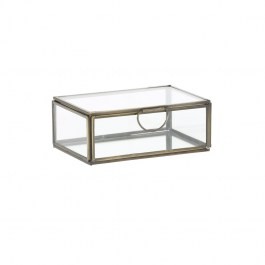 Pudełko dekoracyjne ALANA 15,5x10,5x6 cm ze szkła i metalu w kolorze brązu