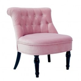 Pikowany fotel tapicerowany MONACO w różowej welurowej tapicerce