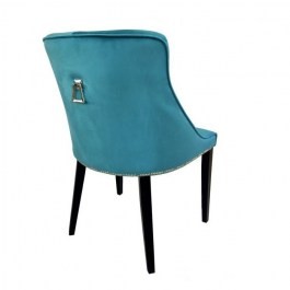 Tapicerowane krzesło w welurowej tapicerce PORTO z taśmą i kołatką chromowaną