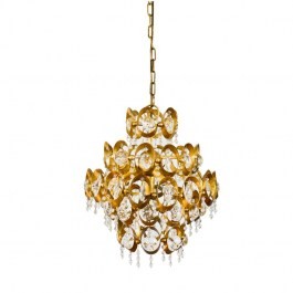 Złota lampa wisząca SINES żyrandol do salonu w stylu glamour z koralikami śr.40xH58 cm
