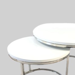 Stoliki kawowe ALDO  z białymi blatami do salonu w stylu glamour