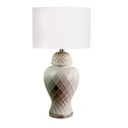 Lampa ceramiczna BIANCA do salonu, biały abażur