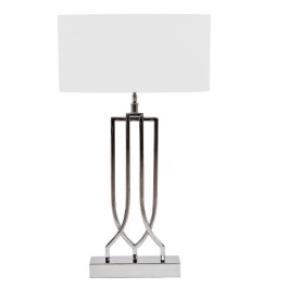 Srebrna lampa BUKA do salonu z białym abażurem