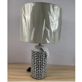 Biało-czarna antyczna lampa ceramiczna NAPOLI, biały abażur