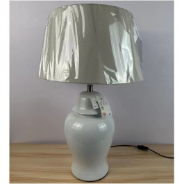 Biała lampa ceramiczna RAFAEL w stylu glamour, biały abażur
