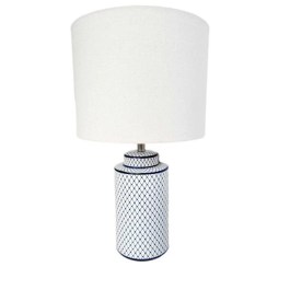 Ceramiczna lampa stołowa SANYA w stylu hampton, biały abażur