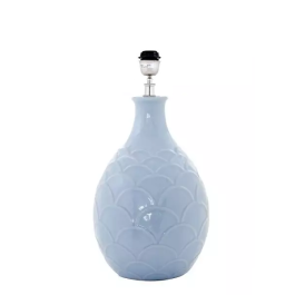 Lampa ceramiczna niebieska HARBIN do salonu w stylu hamptons abażur stożek 40cm