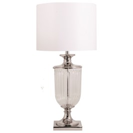 Szklana lampa TAIPEI z białym abażurem cylindrem w stylu nowoczesnym