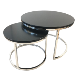 Zestaw stolików ALDO z czarnymi blatami MDF do salonu