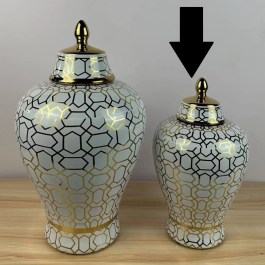 Biało-złota waza ceramiczna, amfora SICILIA 20xH34 na komodę glamour