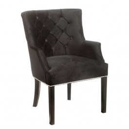 Tapicerowane krzesło Florencja czarne z taśmą tapicerską i kołatką chrom