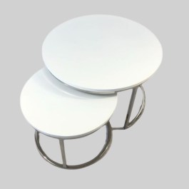 Stoliki kawowe ALDO  z białymi blatami do salonu w stylu glamour